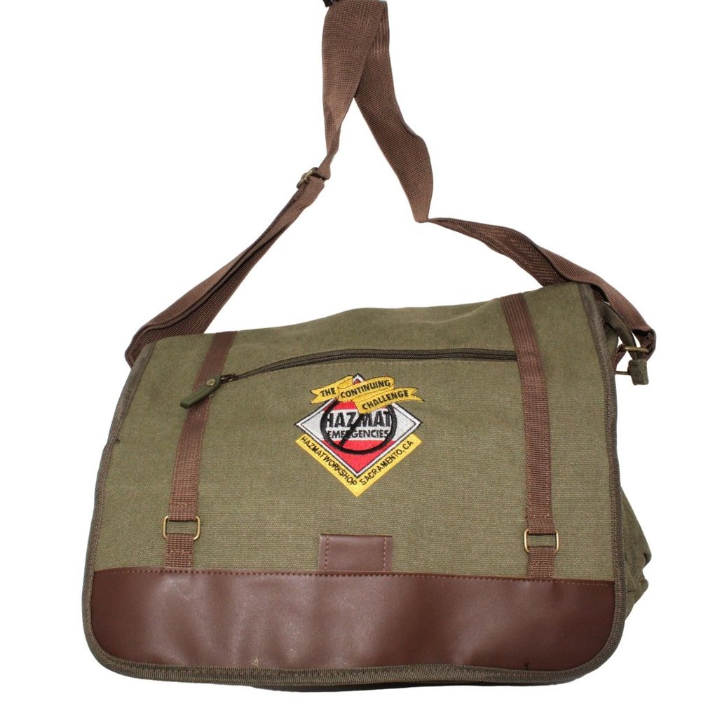 Sovrano Olive Valore Canvas Messenger Bag HazMat Advertising Embroidery Travel